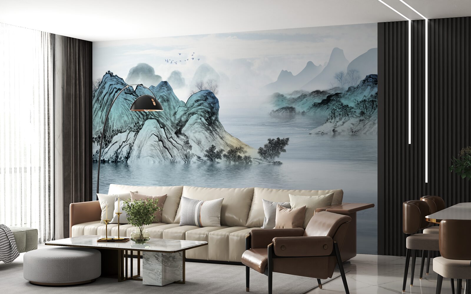 Fototapeta wędkarz na górskim zbiorniku