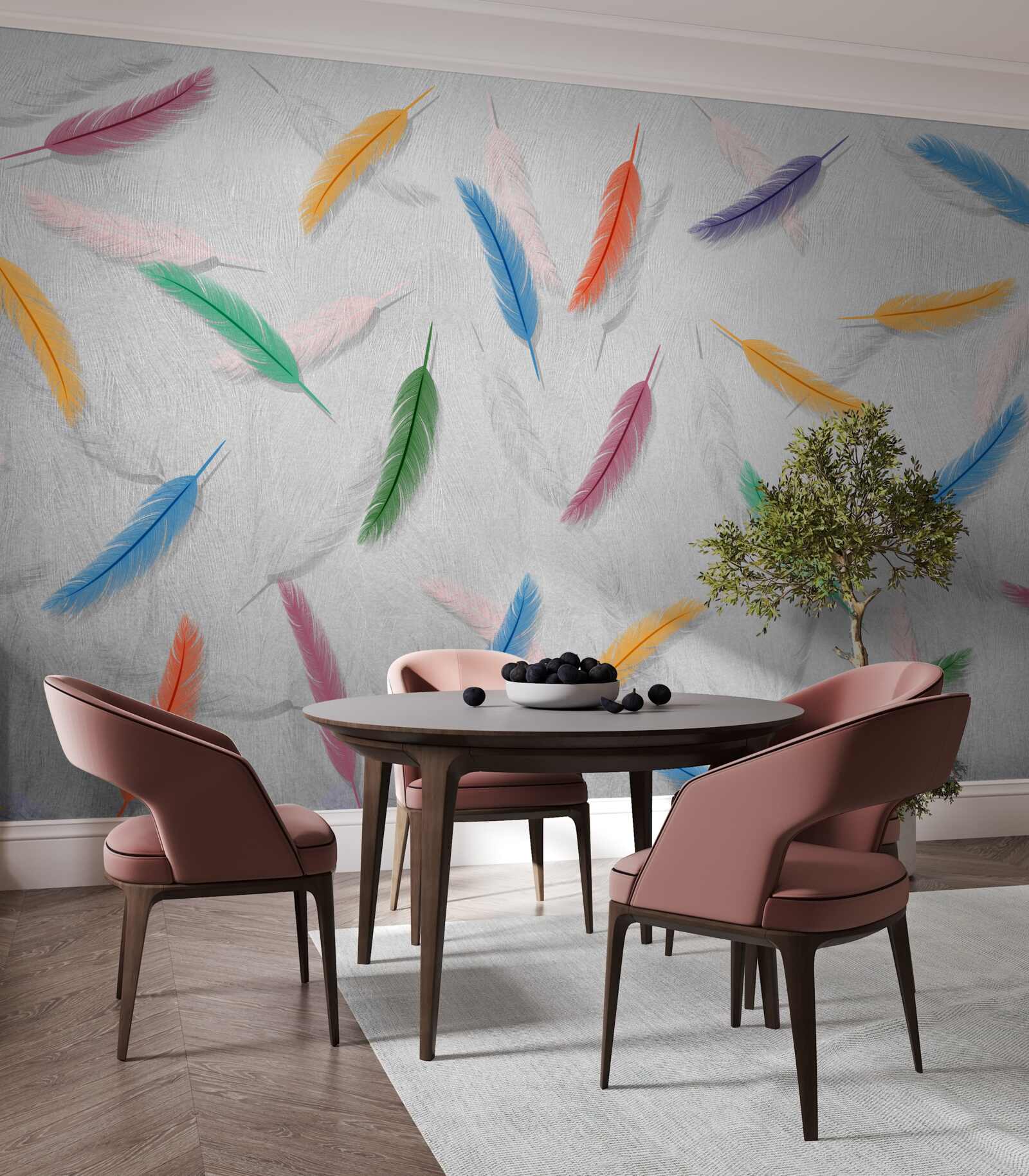 Fototapeta kolorowe pióra o tym samym kształcie