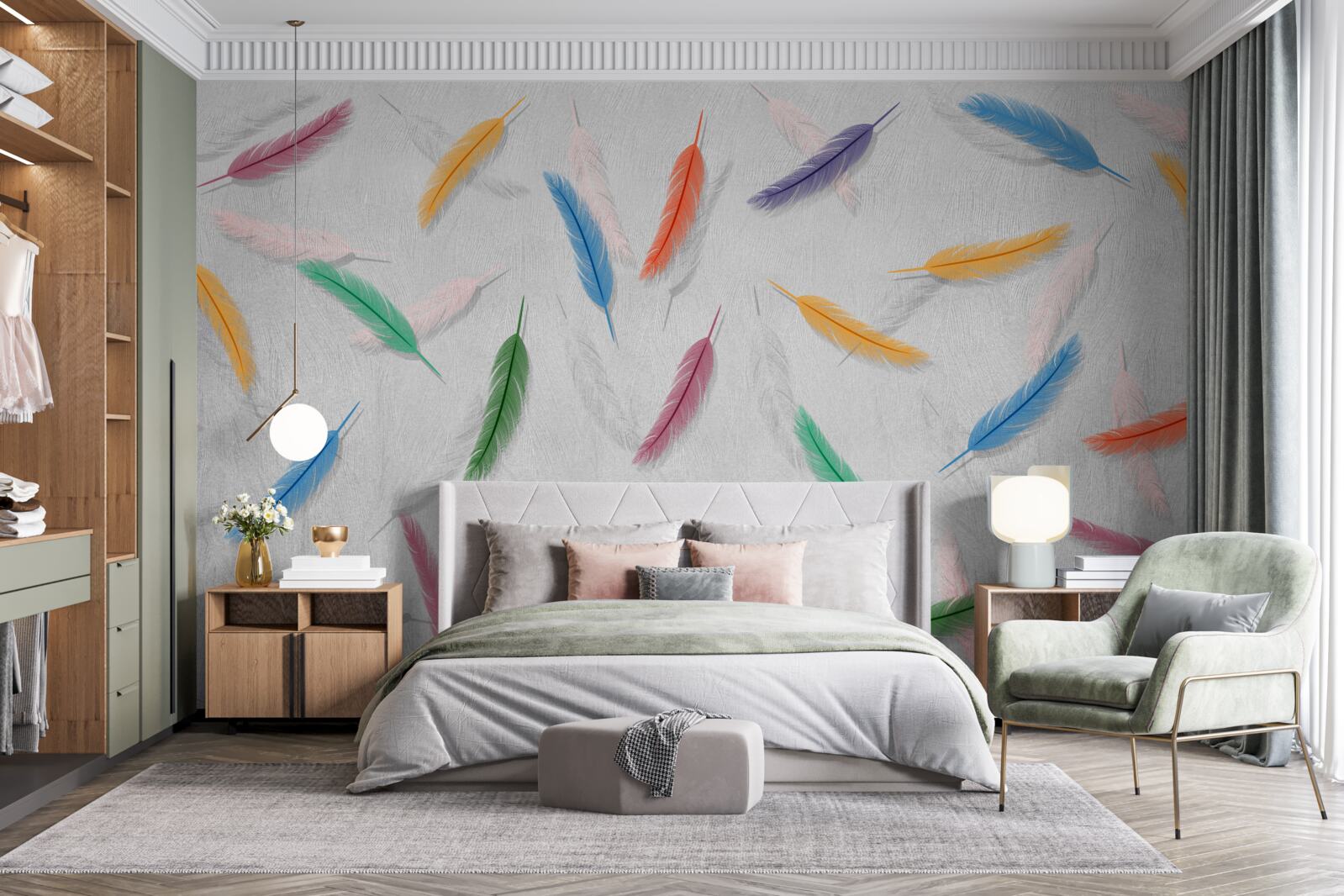 Fototapeta kolorowe pióra o tym samym kształcie