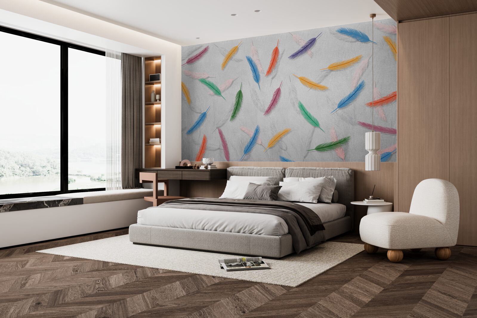 Fototapeta kolorowe pióra o tym samym kształcie