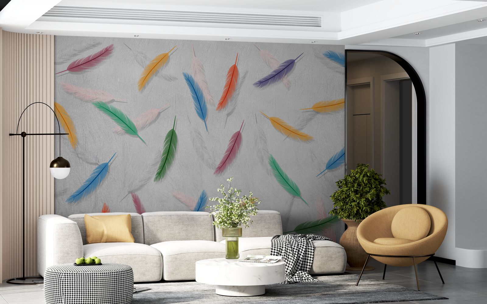 Fototapeta kolorowe pióra o tym samym kształcie