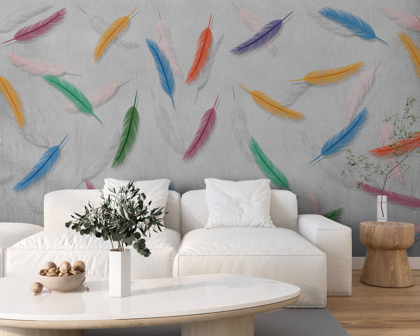 Fototapeta kolorowe pióra o tym samym kształcie