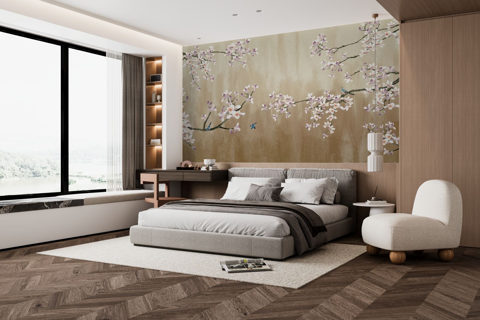 Fototapeta kwiaty zakwitły, przynosząc radość ptakom