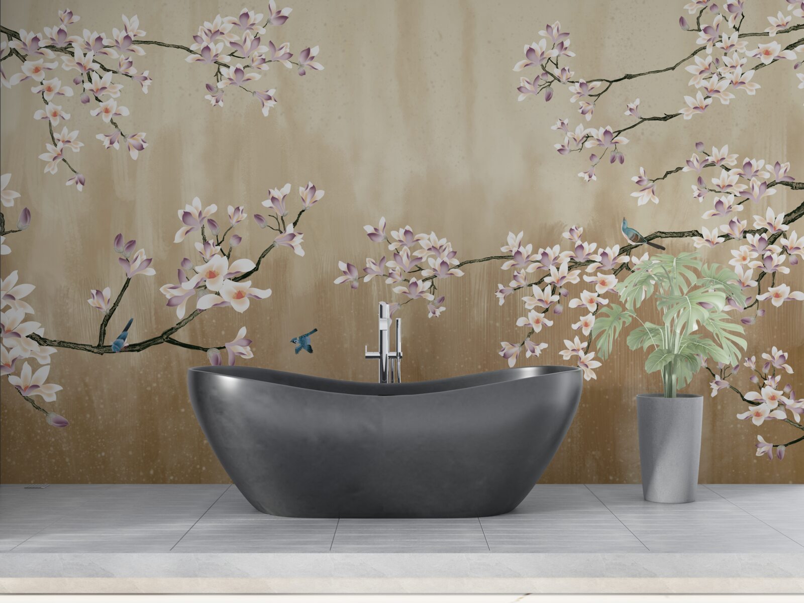 Fototapeta kwiaty zakwitły, przynosząc radość ptakom