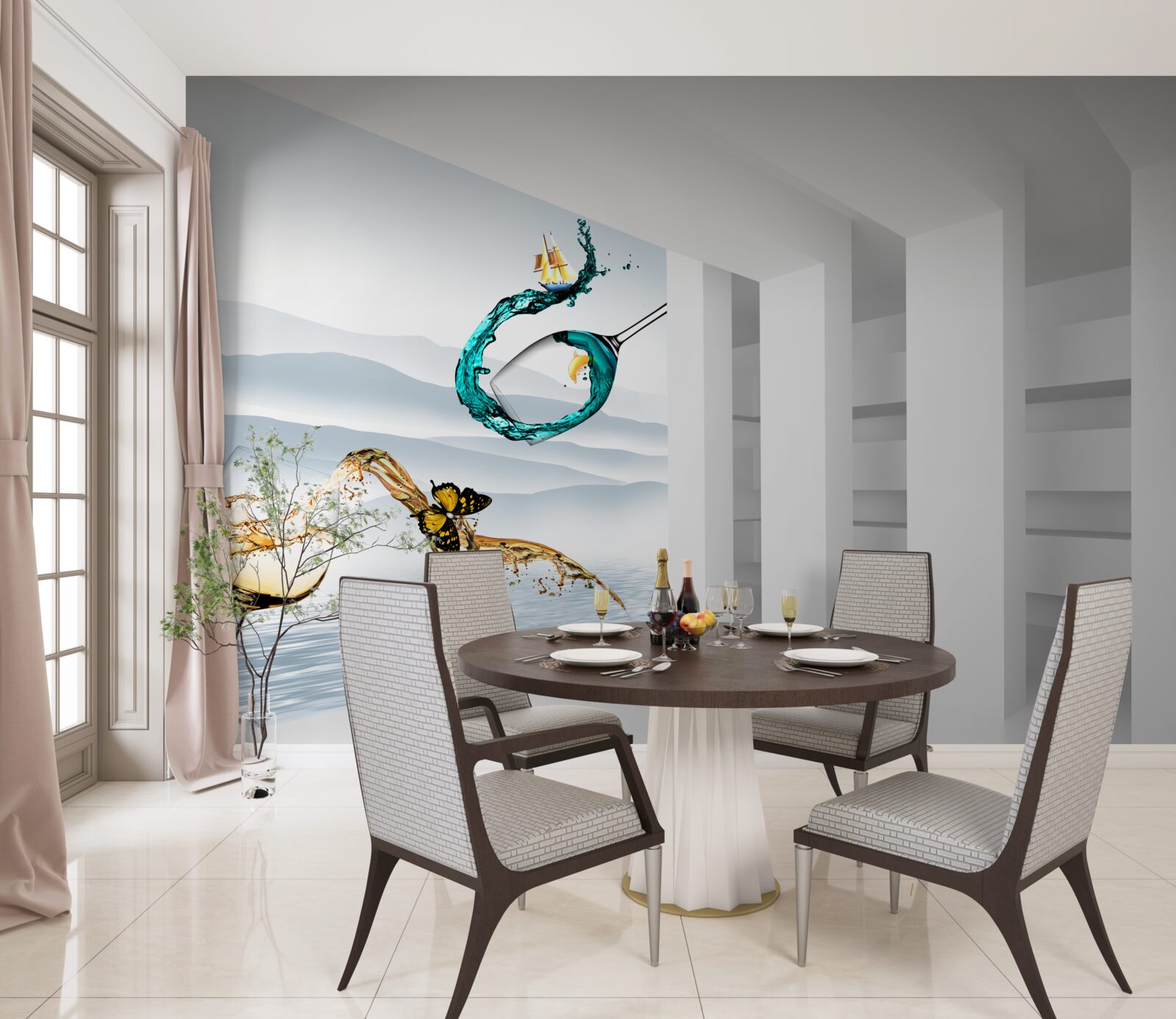 Fototapeta abstrakcyjne obrazy szklanek z napojami