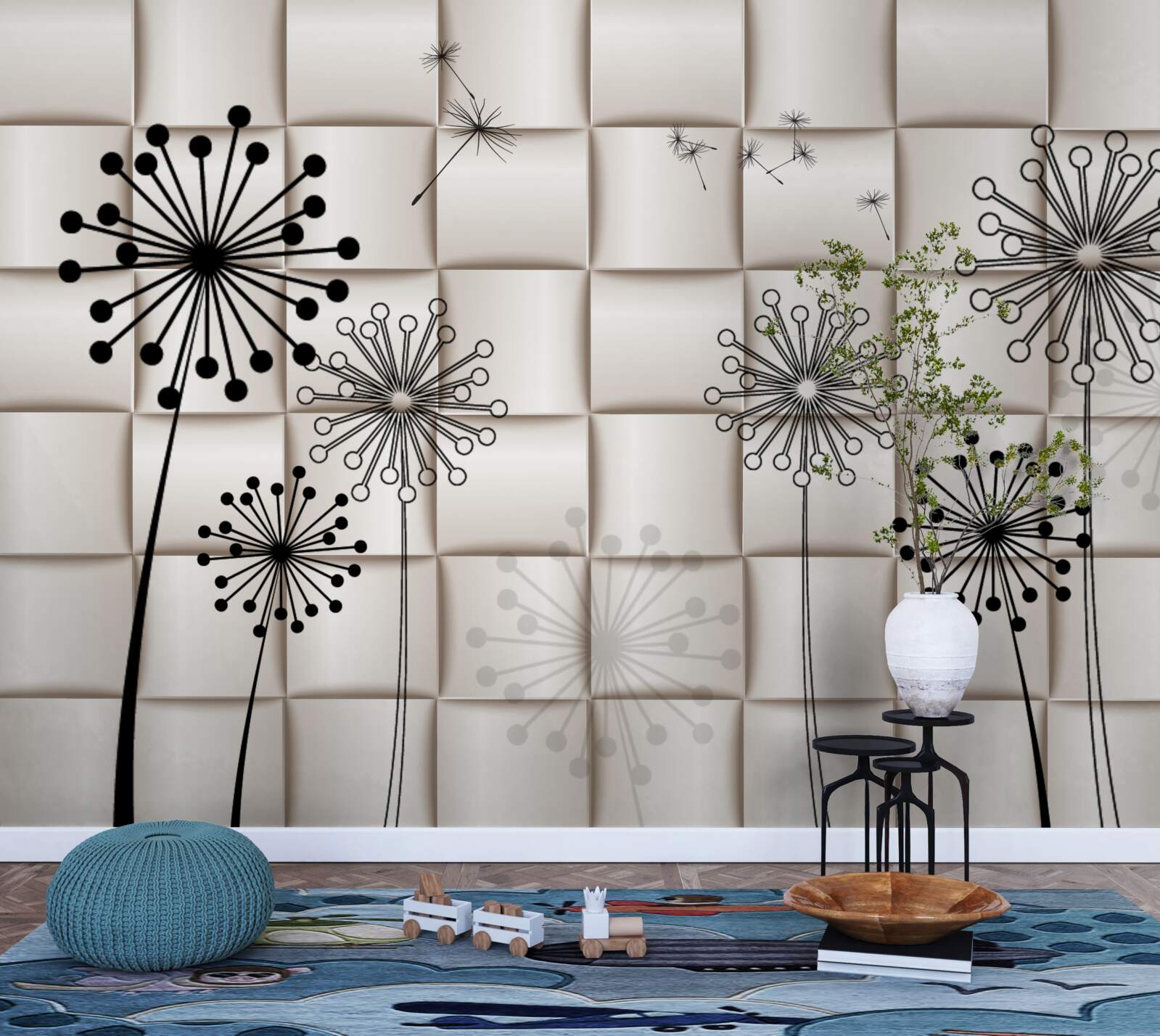 Fototapeta niezwykłe mlecze i małe ptaki