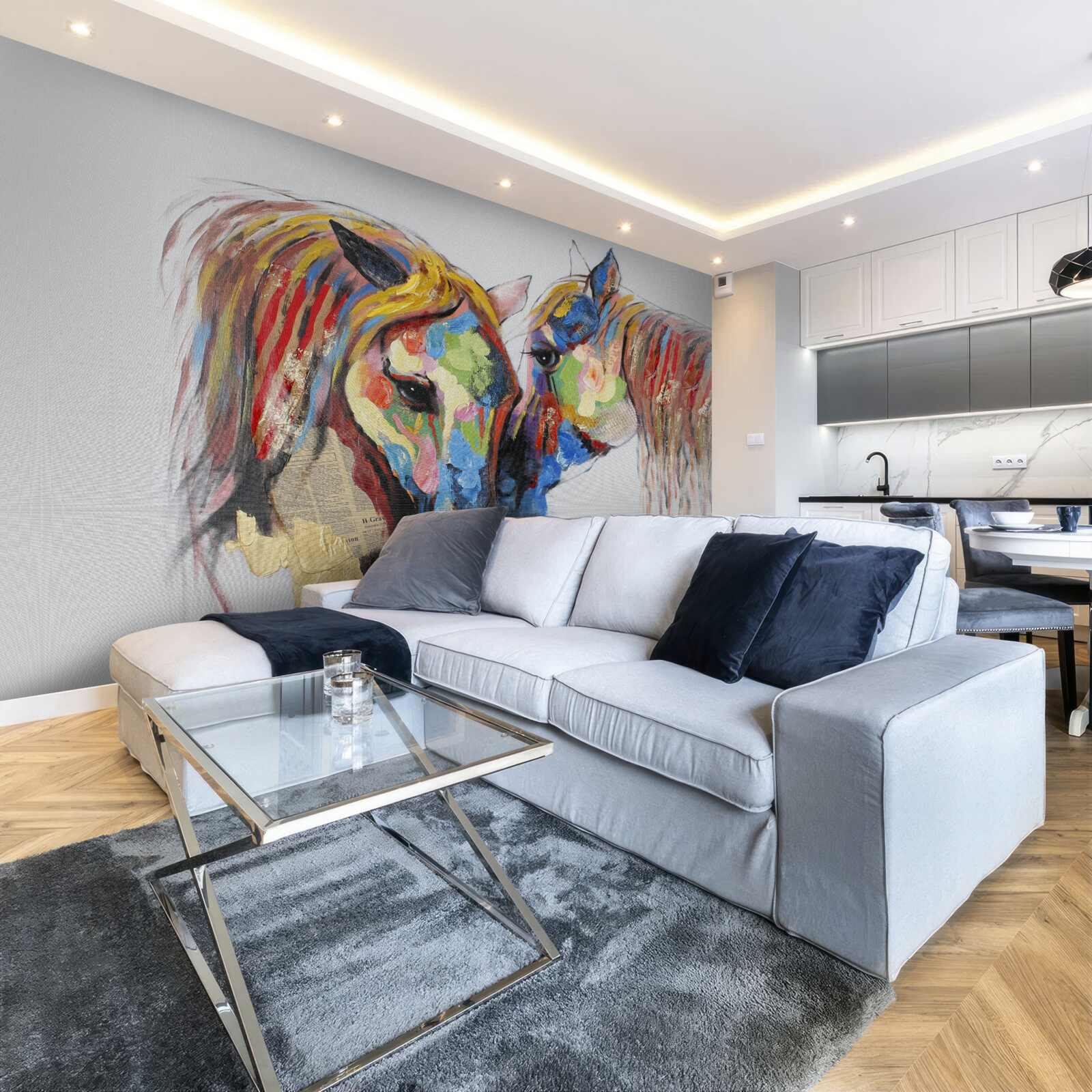 Fototapeta niezwykłe przedstawienie komunikacji między końmi