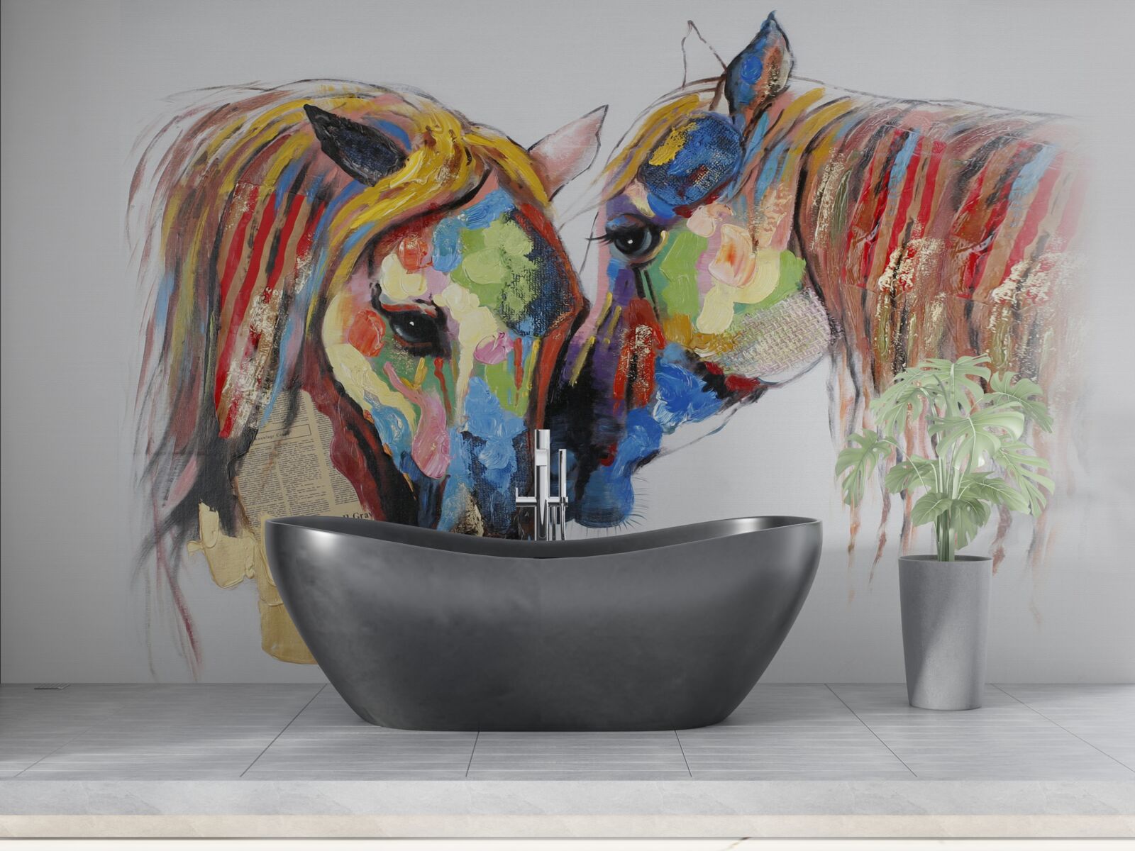 Fototapeta niezwykłe przedstawienie komunikacji między końmi