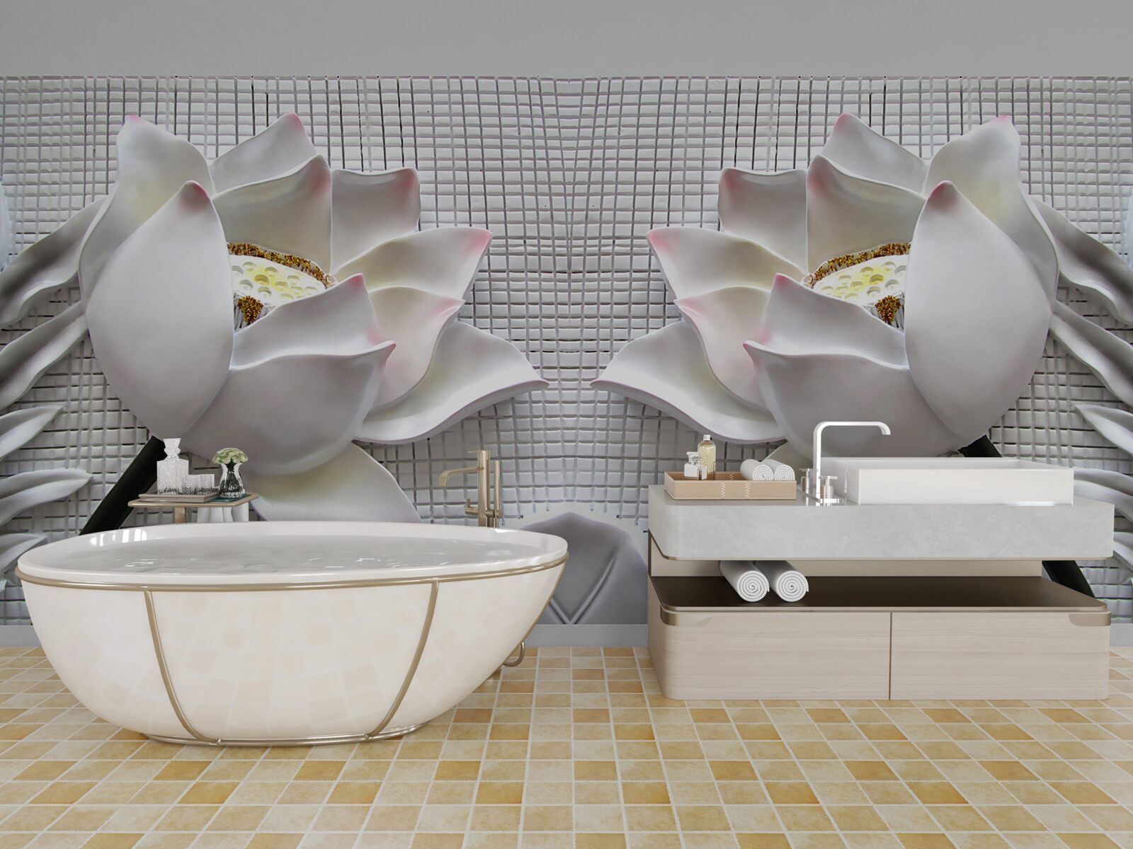 Fototapeta pudełka z białymi lotosami