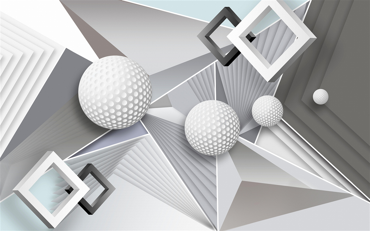 Fototapeta abstrakcyjne geometryczne przedstawienie sześcianu i piłki