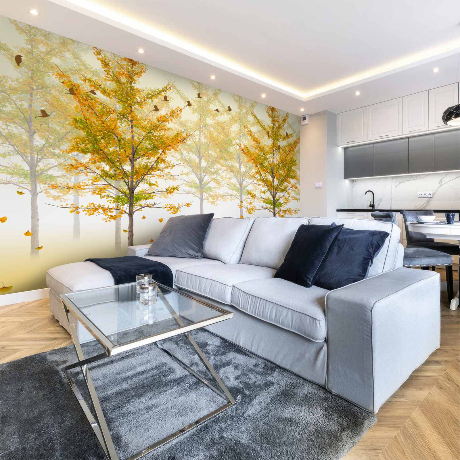 Fototapeta kolory jesieni w lesie liściastym