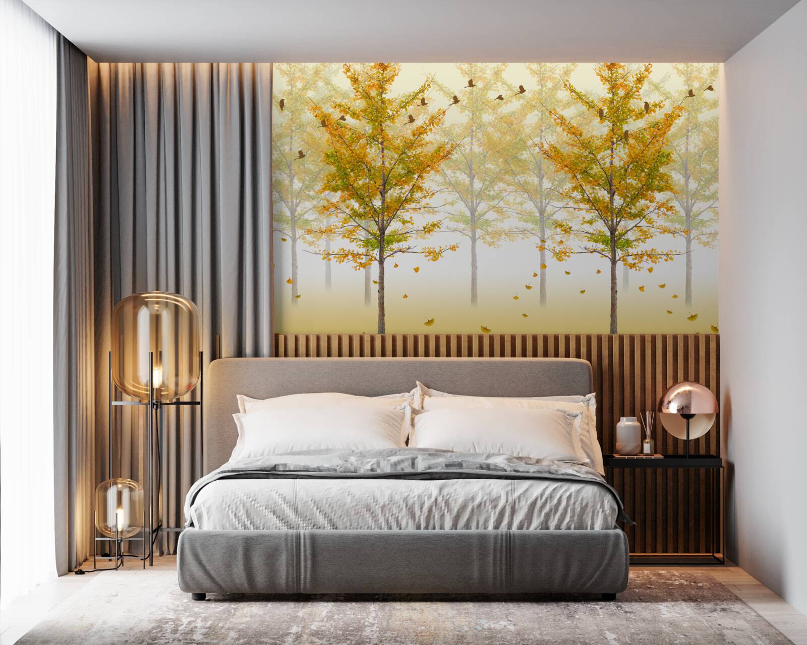 Fototapeta kolory jesieni w lesie liściastym