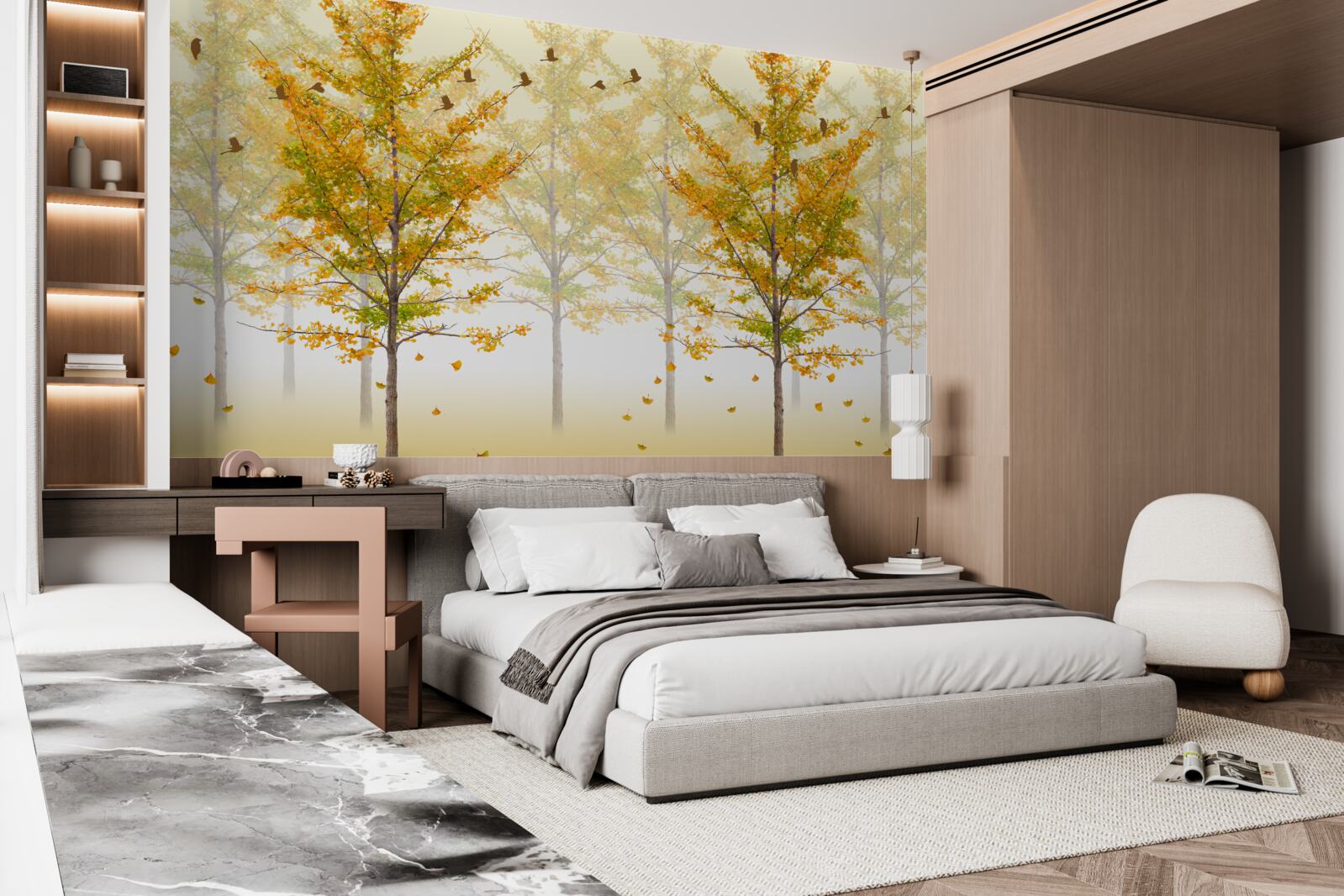 Fototapeta kolory jesieni w lesie liściastym