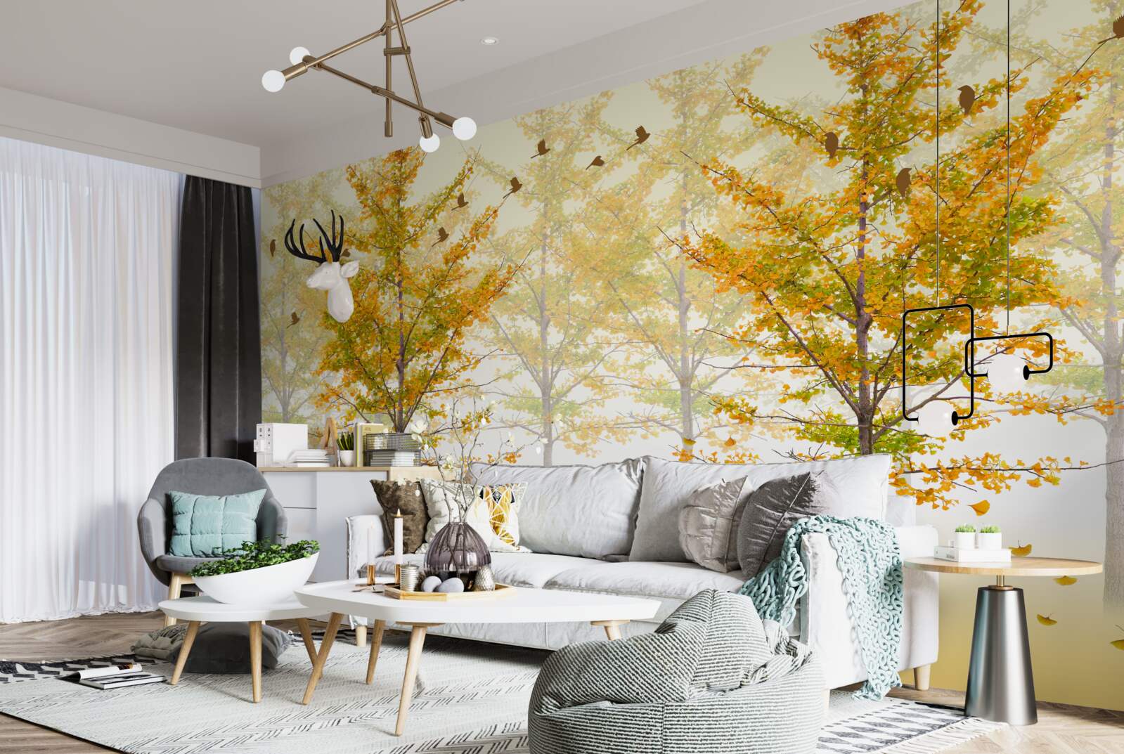 Fototapeta kolory jesieni w lesie liściastym