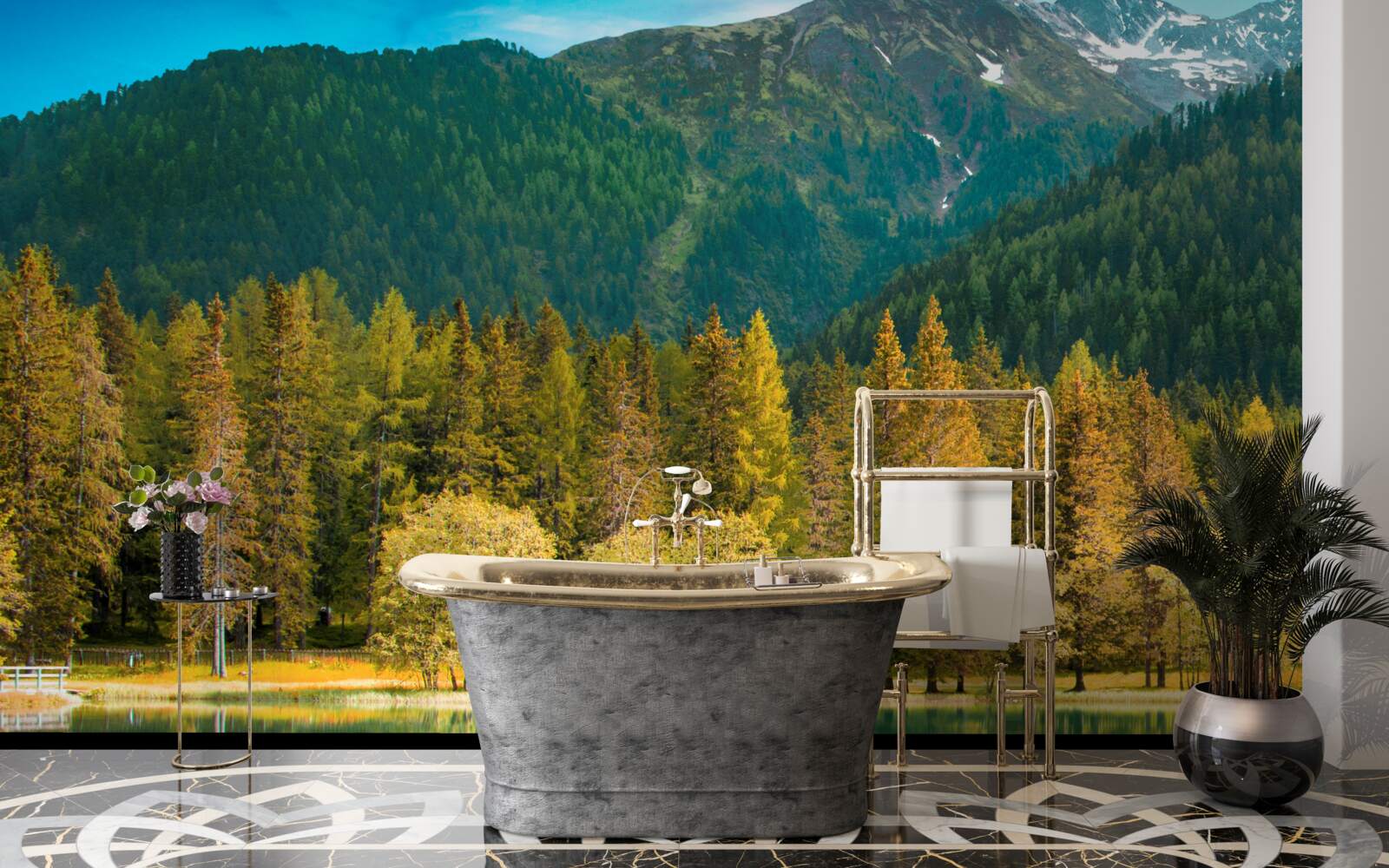 Fototapeta górskie jezioro w jesiennym krajobrazie