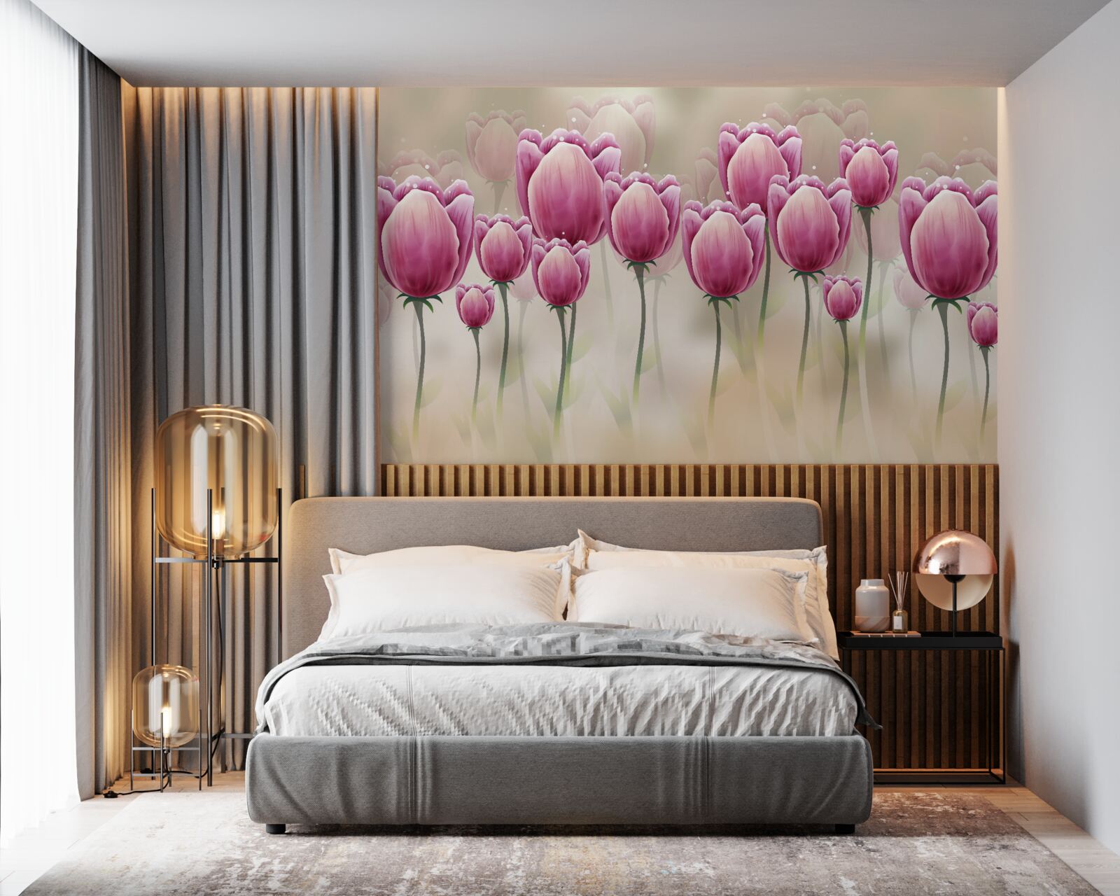 Fototapeta zamknięte karmazynowe tulipany