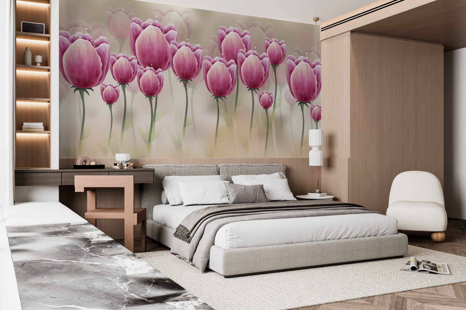 Fototapeta zamknięte karmazynowe tulipany