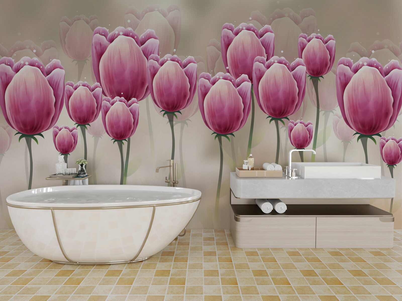 Fototapeta zamknięte karmazynowe tulipany