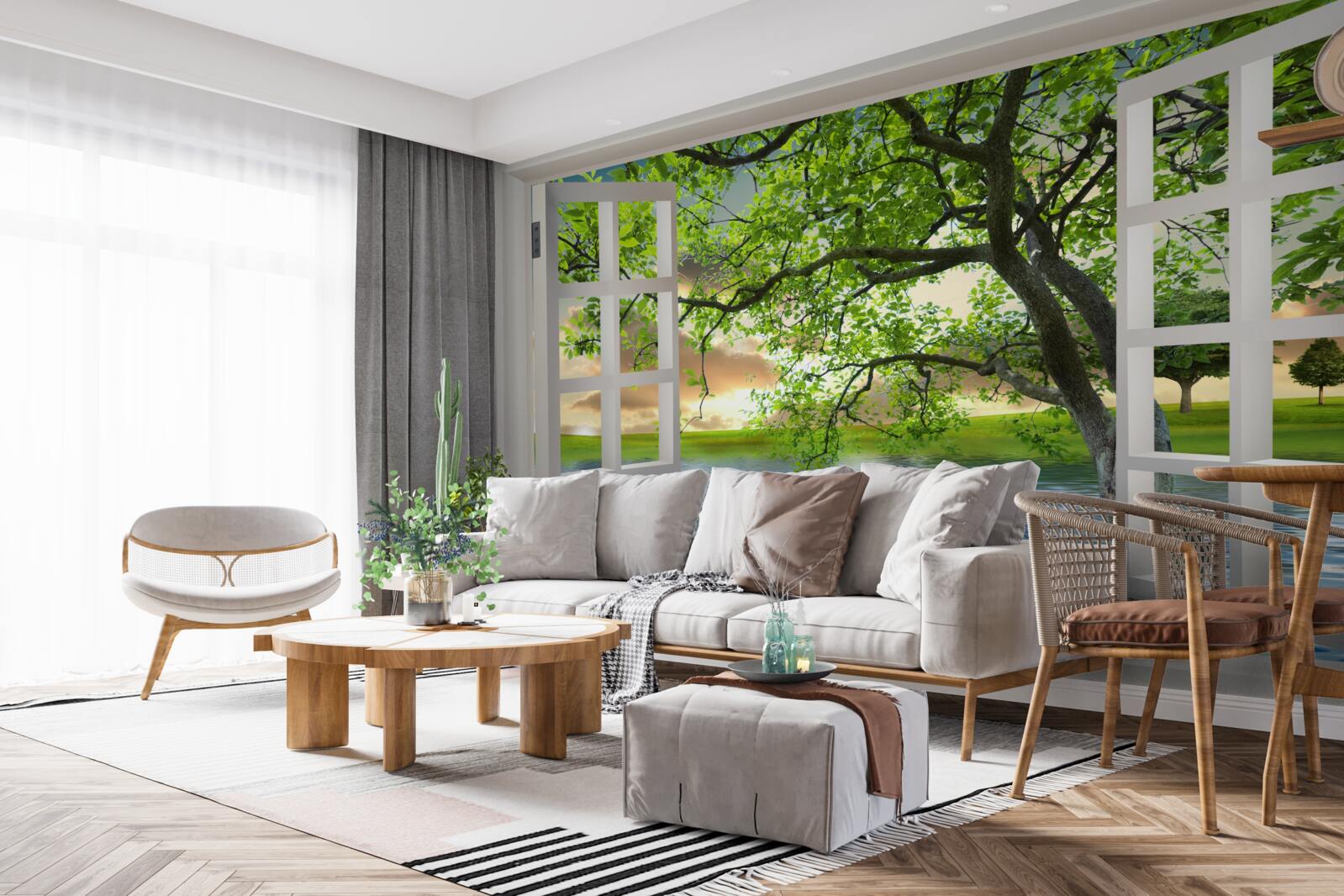 Fototapeta Łabędź unosi się na wodzie w pobliżu okna