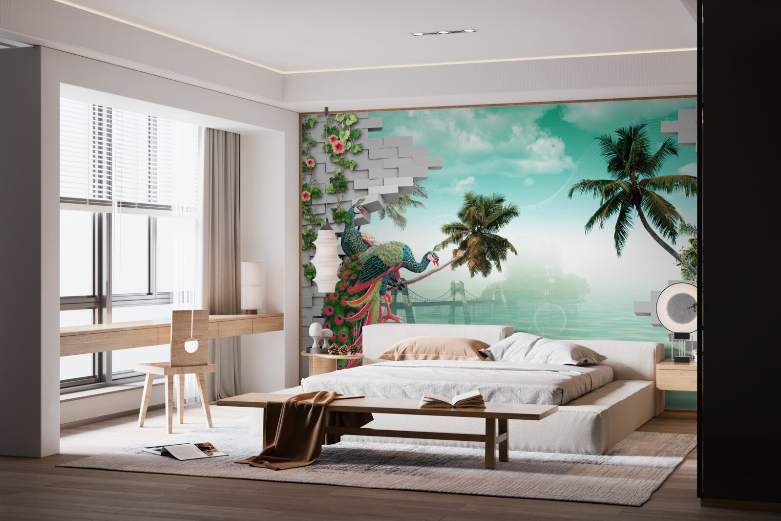 Fototapeta pawie na drzewie