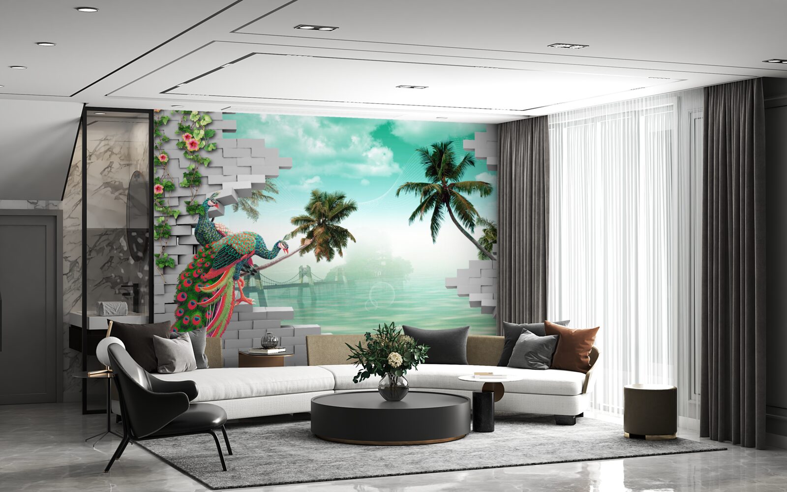 Fototapeta pawie na drzewie