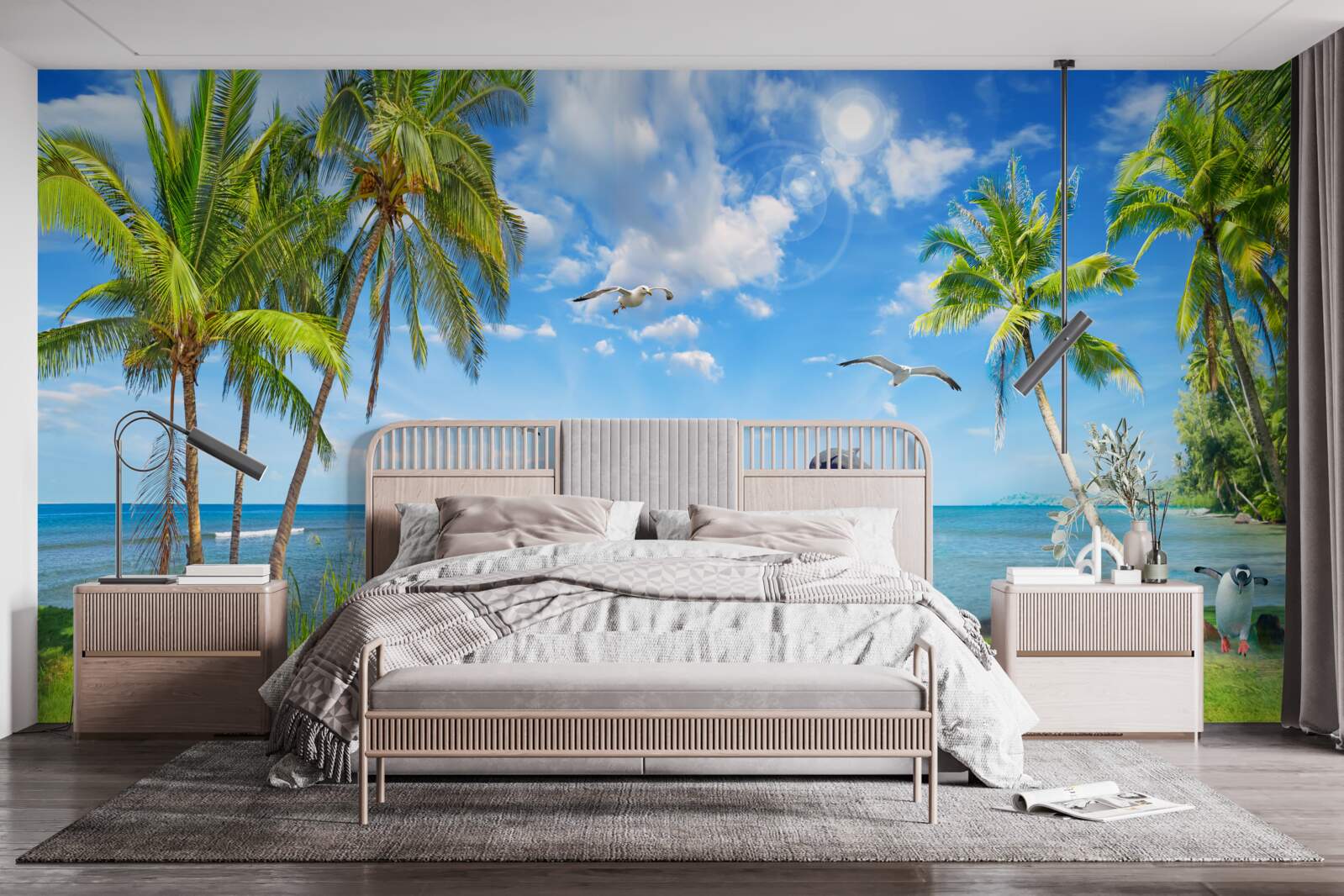 Fototapeta delfiny na pejzażu morskim