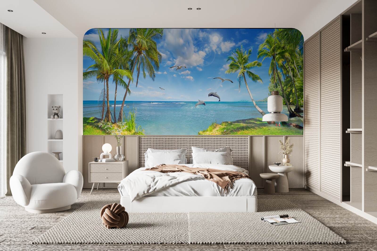 Fototapeta delfiny na pejzażu morskim