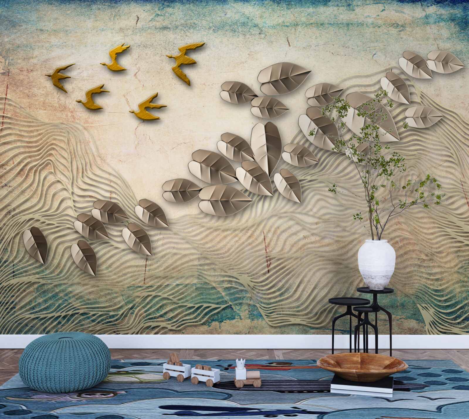 Fototapeta pierzaste stworzenia i ich puch w podmuchach wiatru