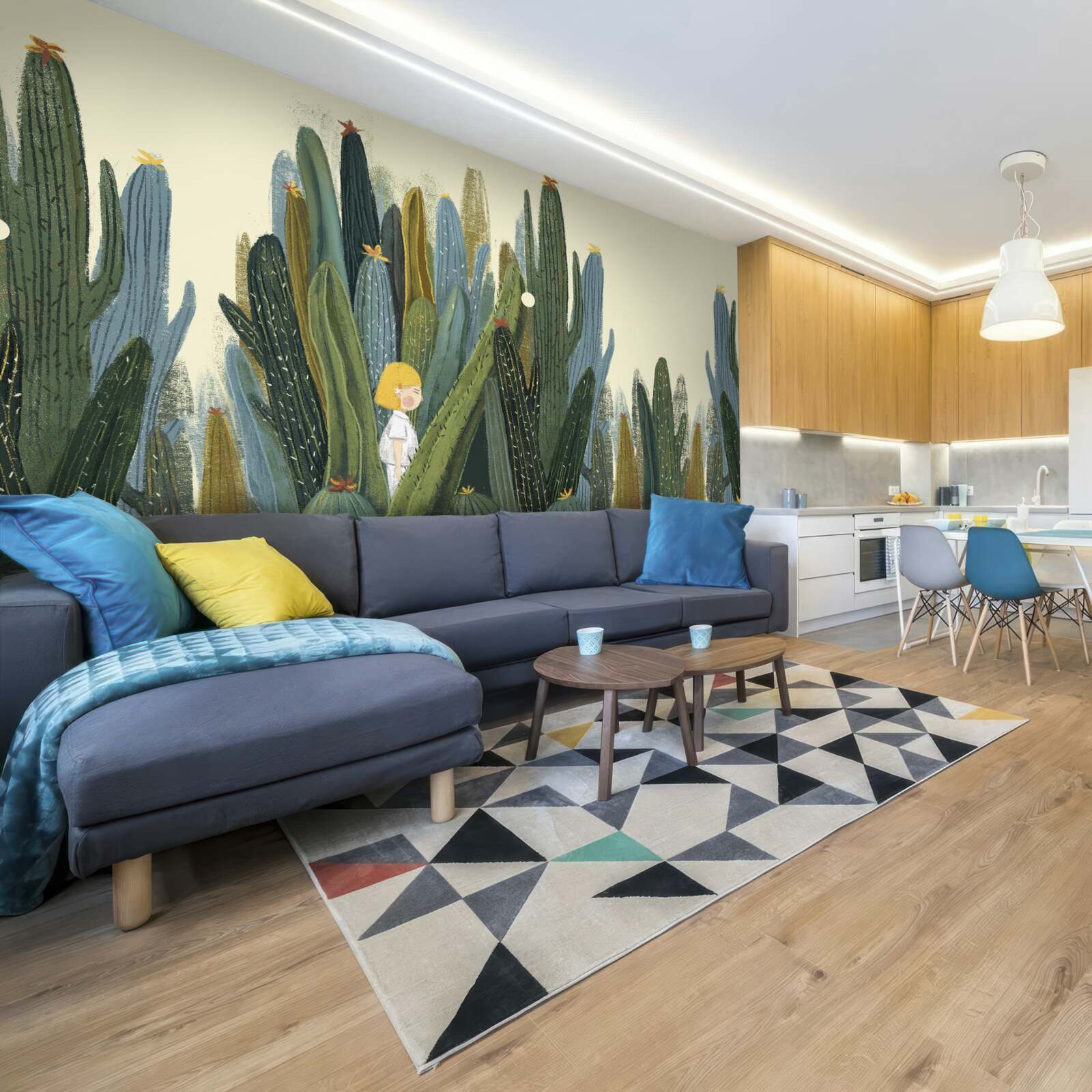 Fototapeta dziewczyna z rudymi włosami wśród kaktusów