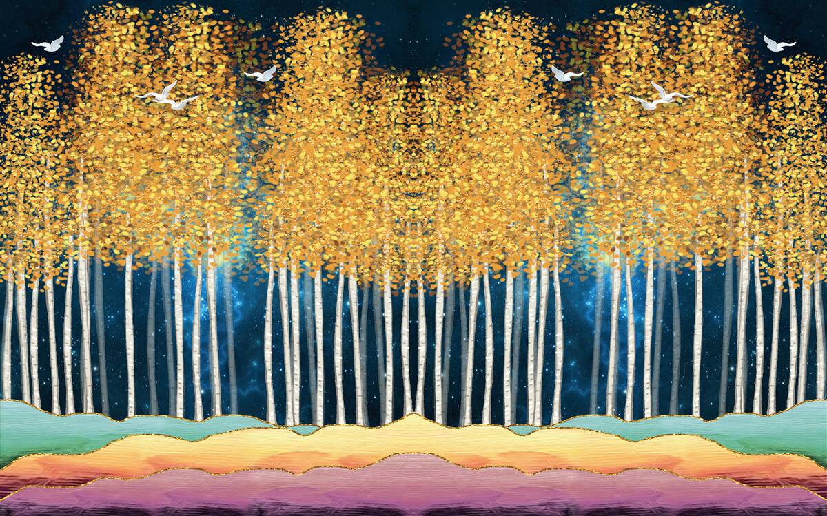 Fototapeta eleganckie brzozy przygotowane na nocny sen