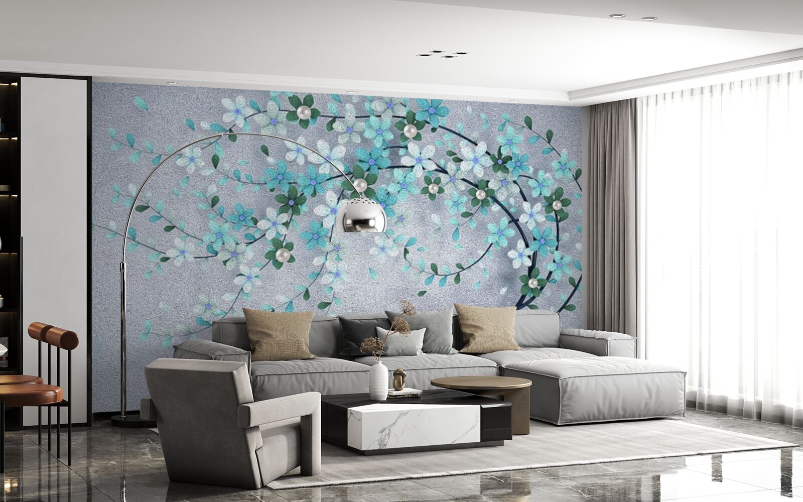 Fototapeta drzewo uginające się pod ciężarem drobnych kwiatków