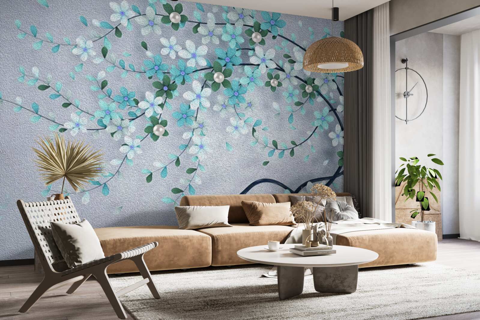 Fototapeta drzewo uginające się pod ciężarem drobnych kwiatków