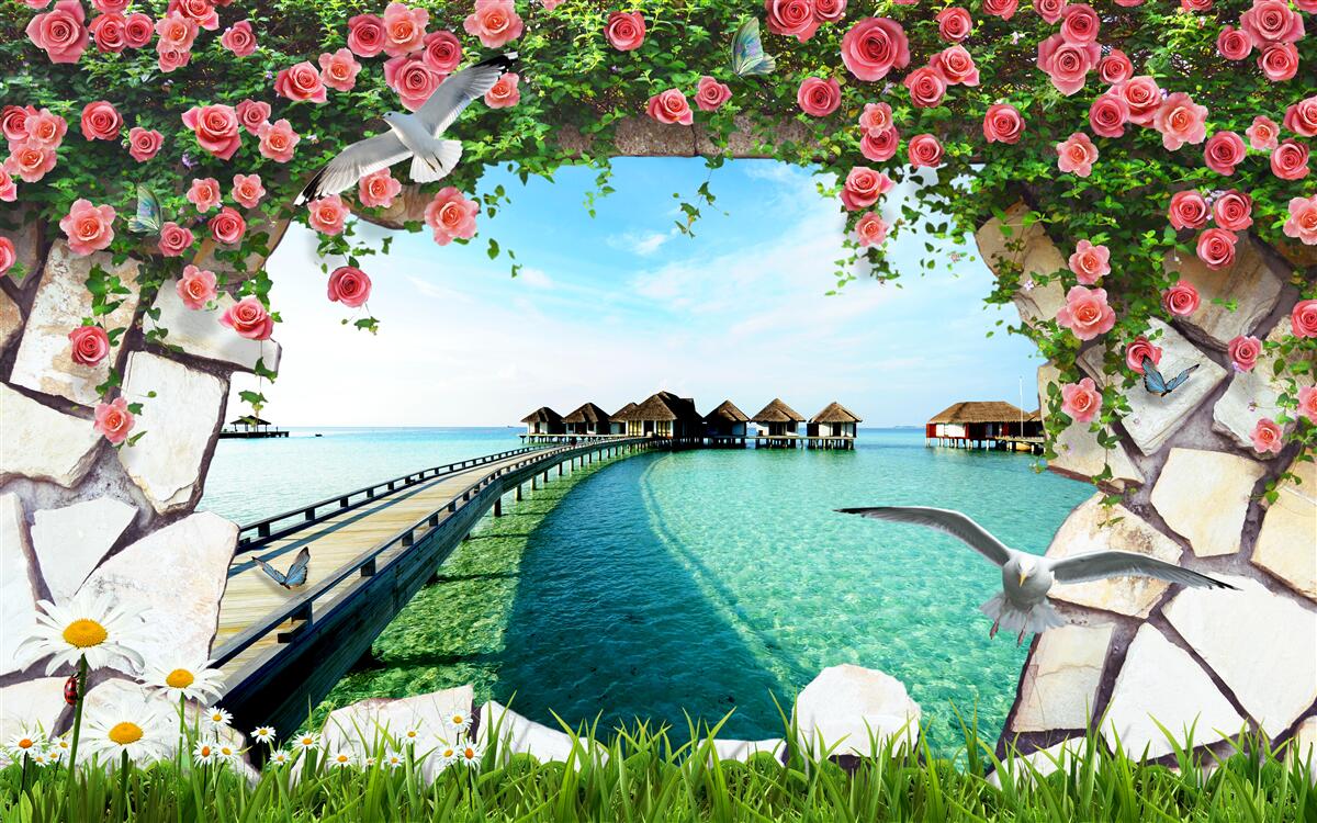 Fototapeta brama z widokiem na port morski