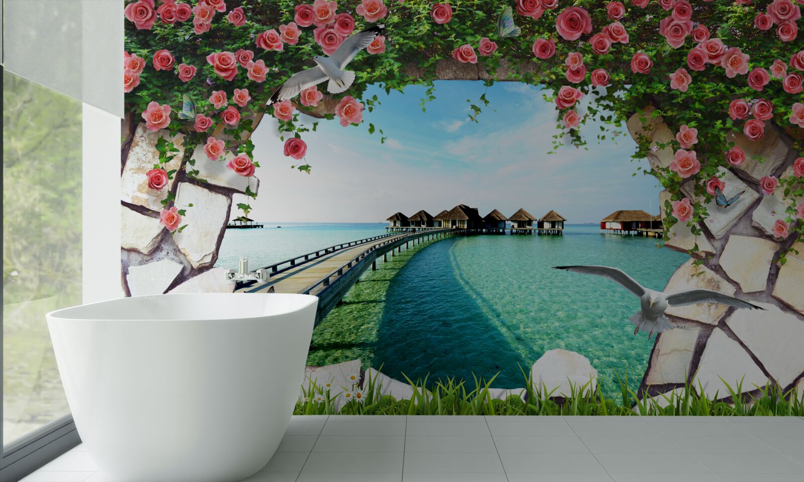 Fototapeta brama z widokiem na port morski