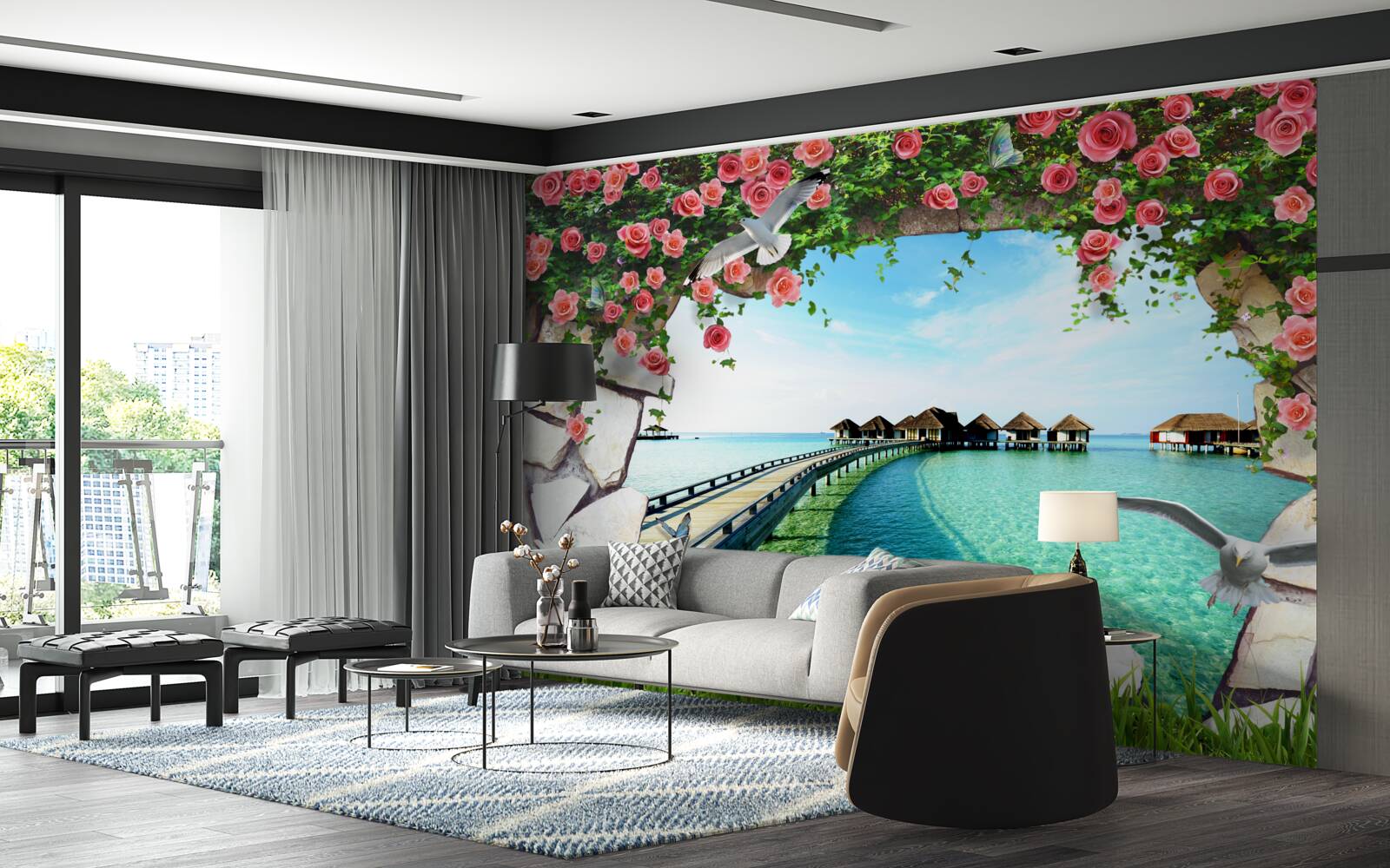 Fototapeta brama z widokiem na port morski