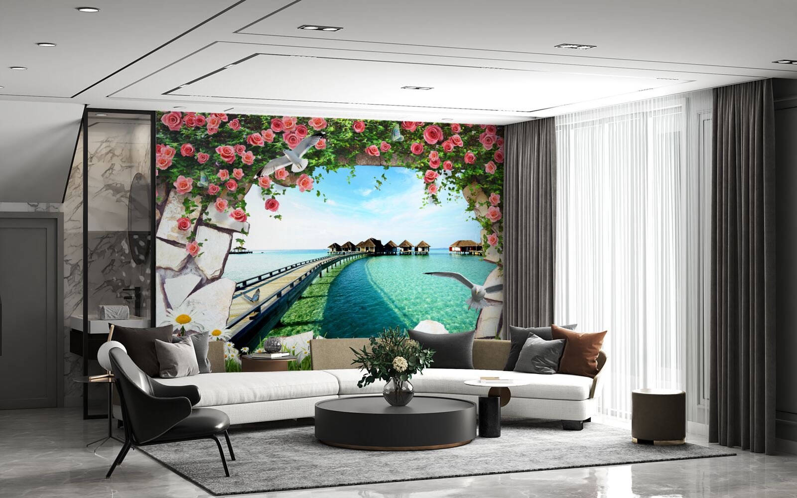 Fototapeta brama z widokiem na port morski