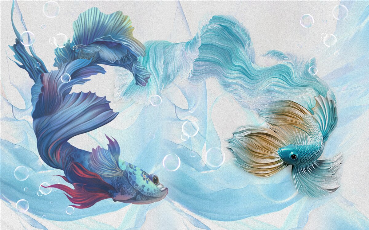 Fototapeta obraz kolorowych ryb pływających w wodzie