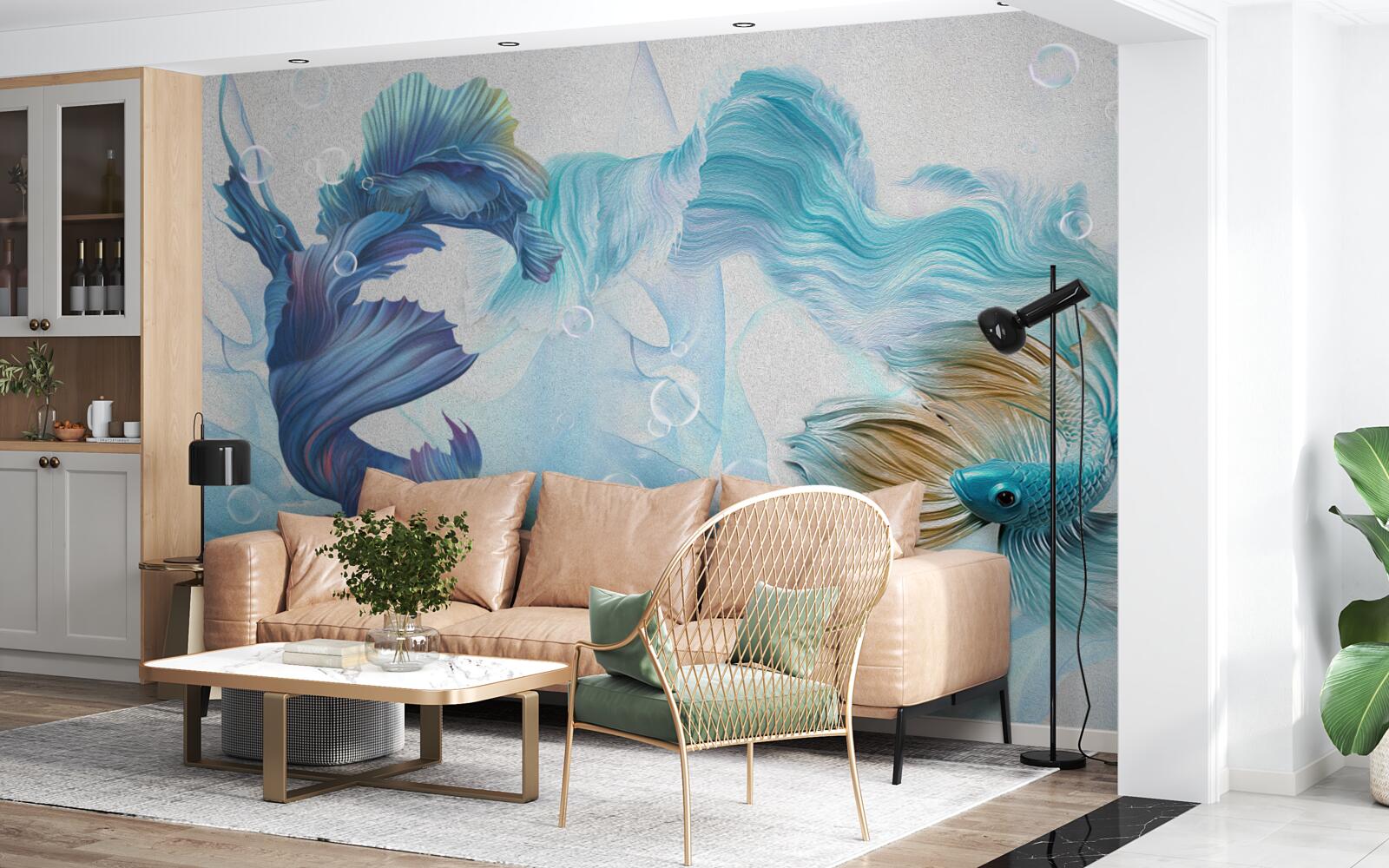 Fototapeta obraz kolorowych ryb pływających w wodzie