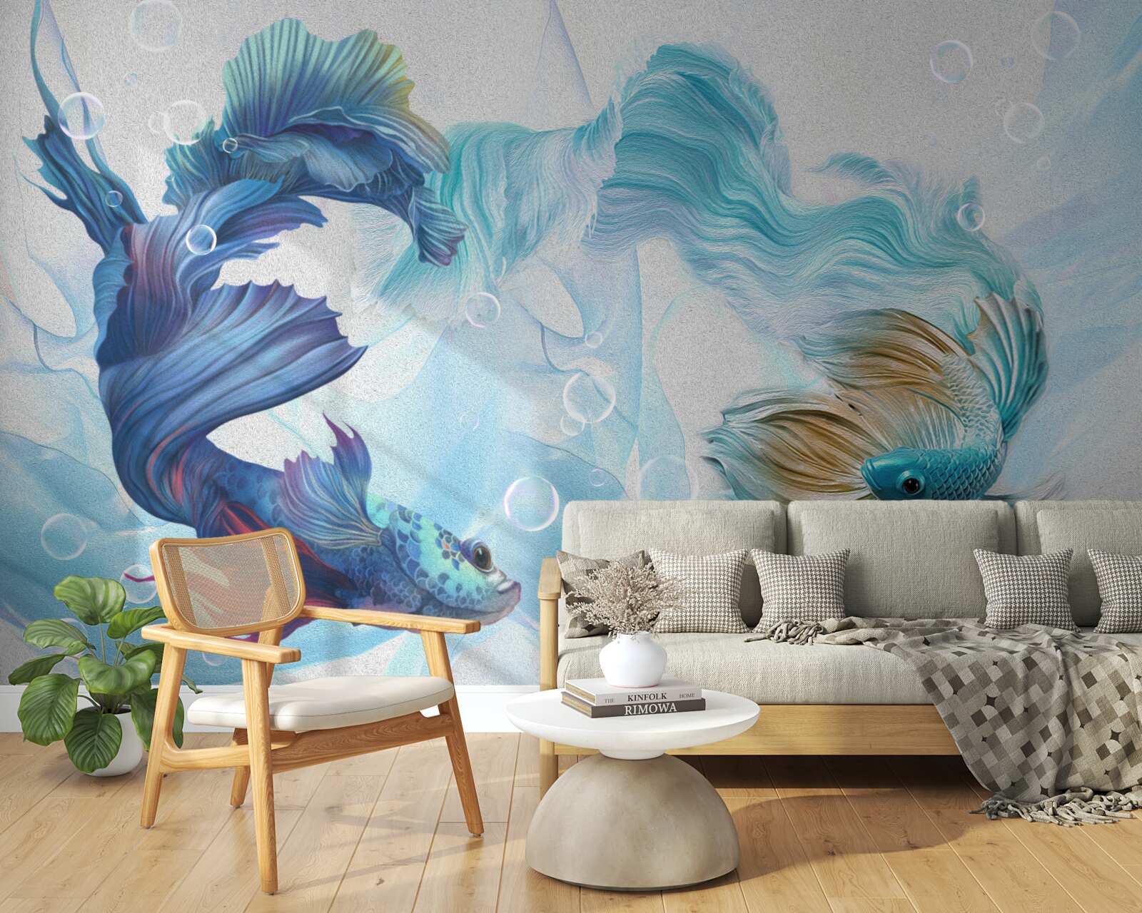 Fototapeta obraz kolorowych ryb pływających w wodzie