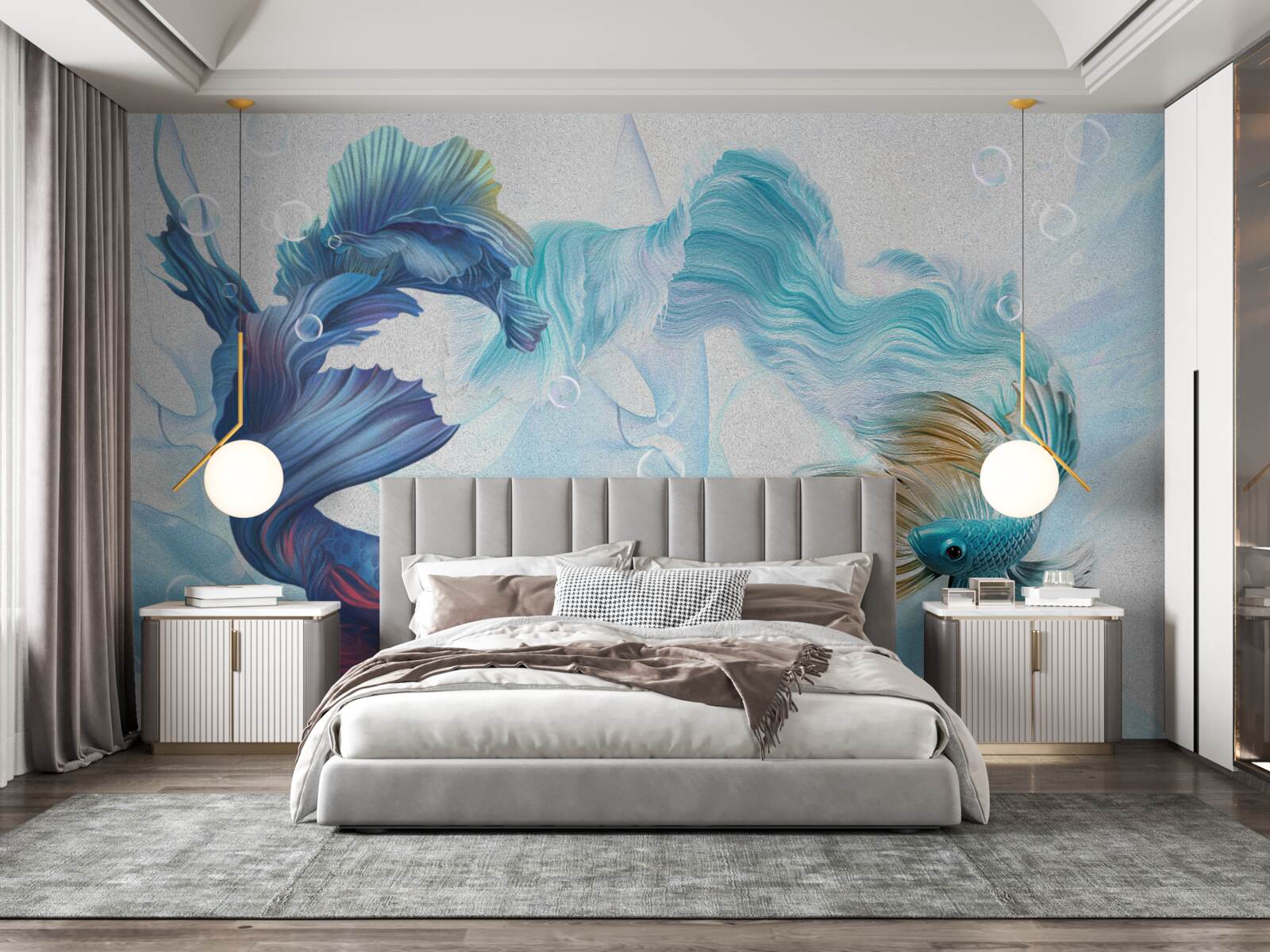 Fototapeta obraz kolorowych ryb pływających w wodzie