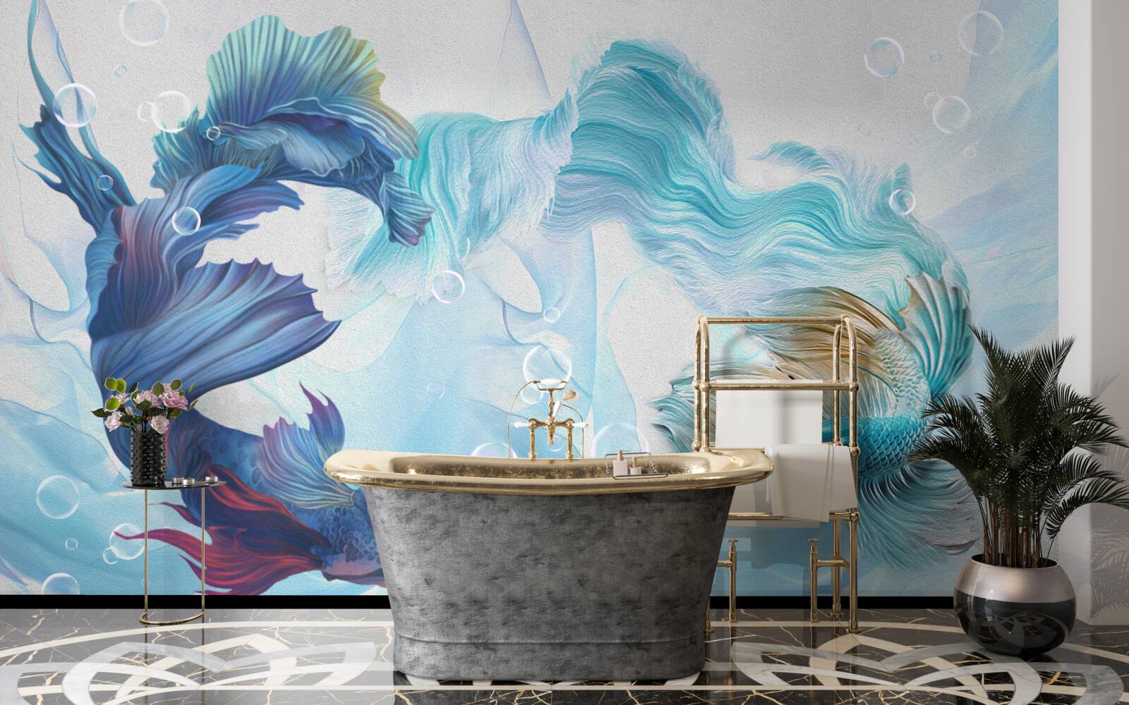 Fototapeta obraz kolorowych ryb pływających w wodzie