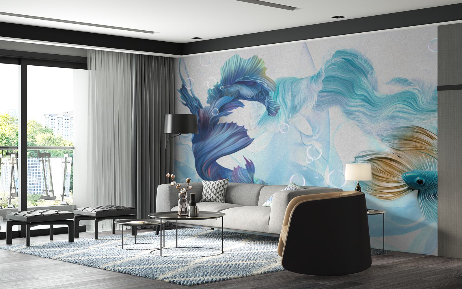 Fototapeta obraz kolorowych ryb pływających w wodzie