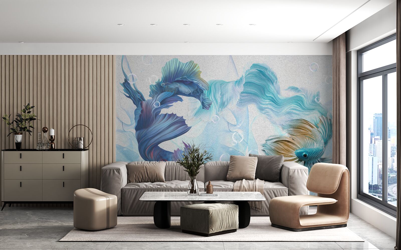 Fototapeta obraz kolorowych ryb pływających w wodzie