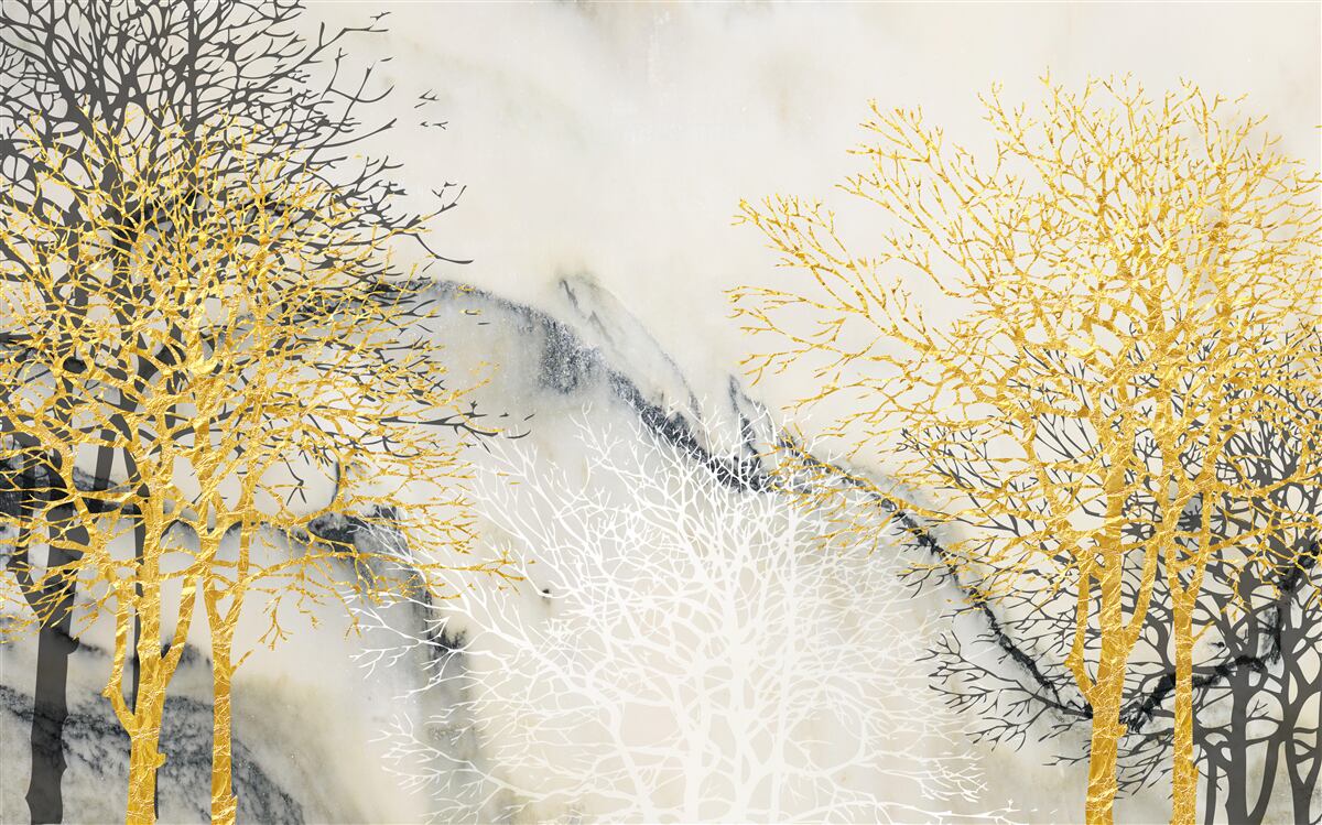 Fototapeta jesienne drzewa pokryte złotem