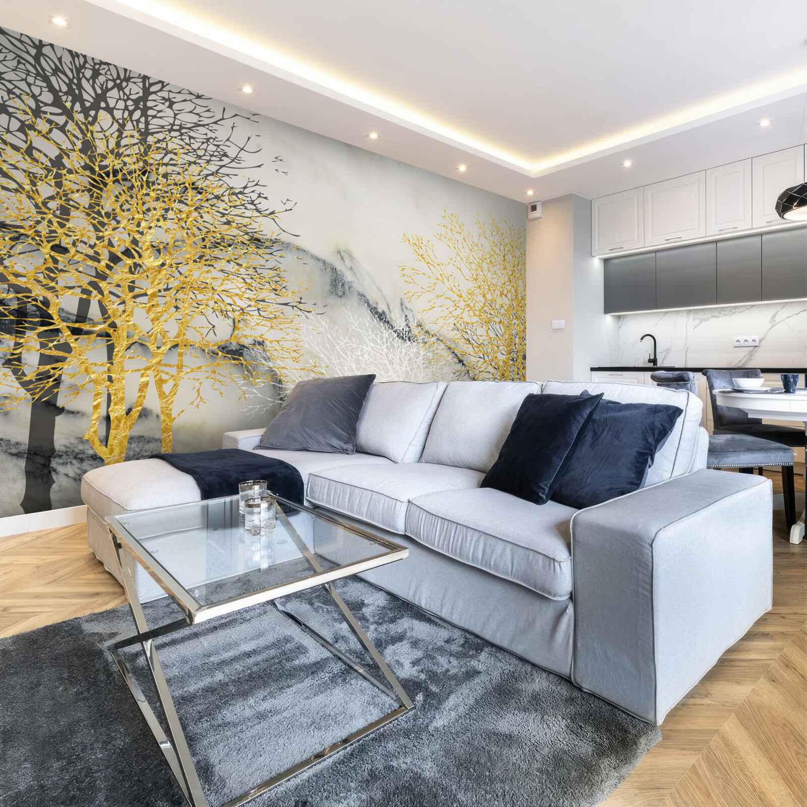 Fototapeta jesienne drzewa pokryte złotem