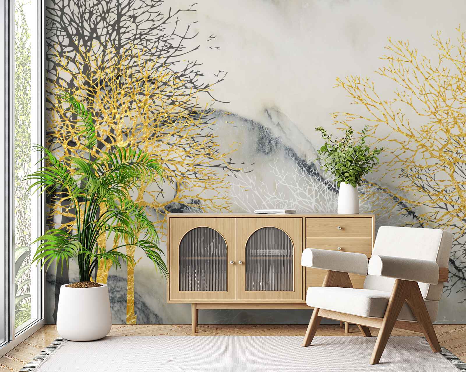 Fototapeta jesienne drzewa pokryte złotem