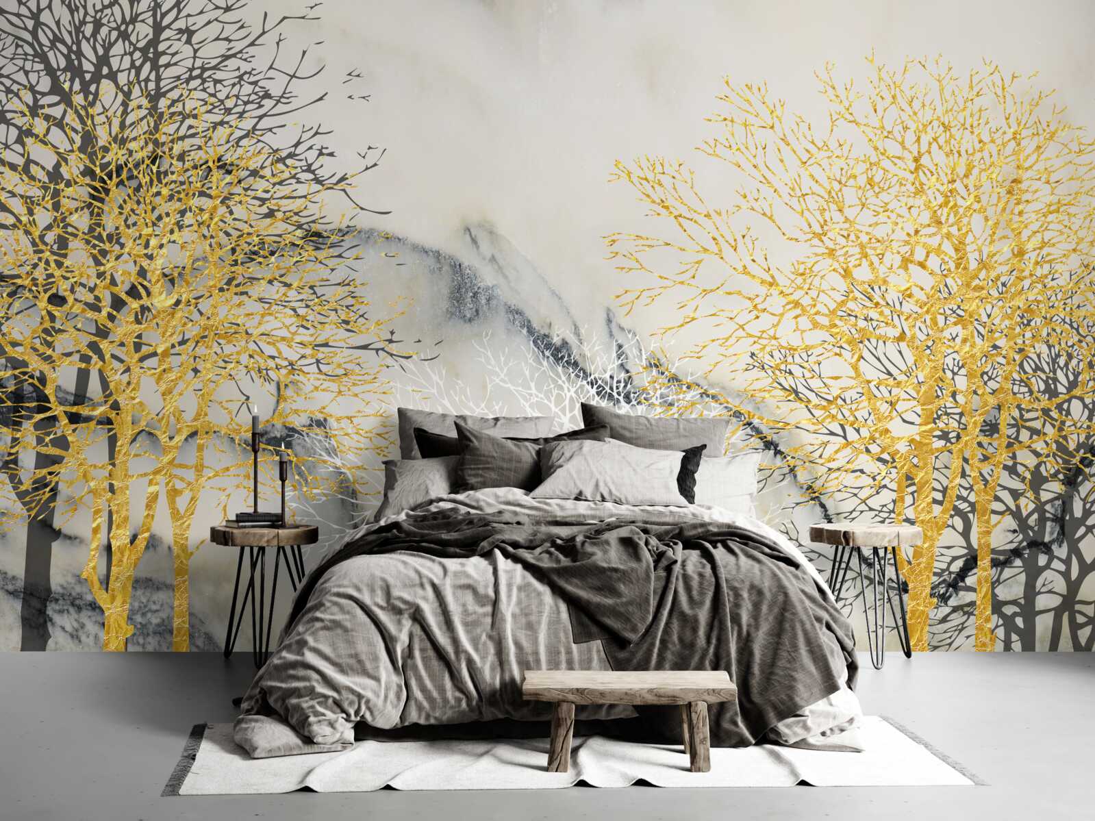 Fototapeta jesienne drzewa pokryte złotem