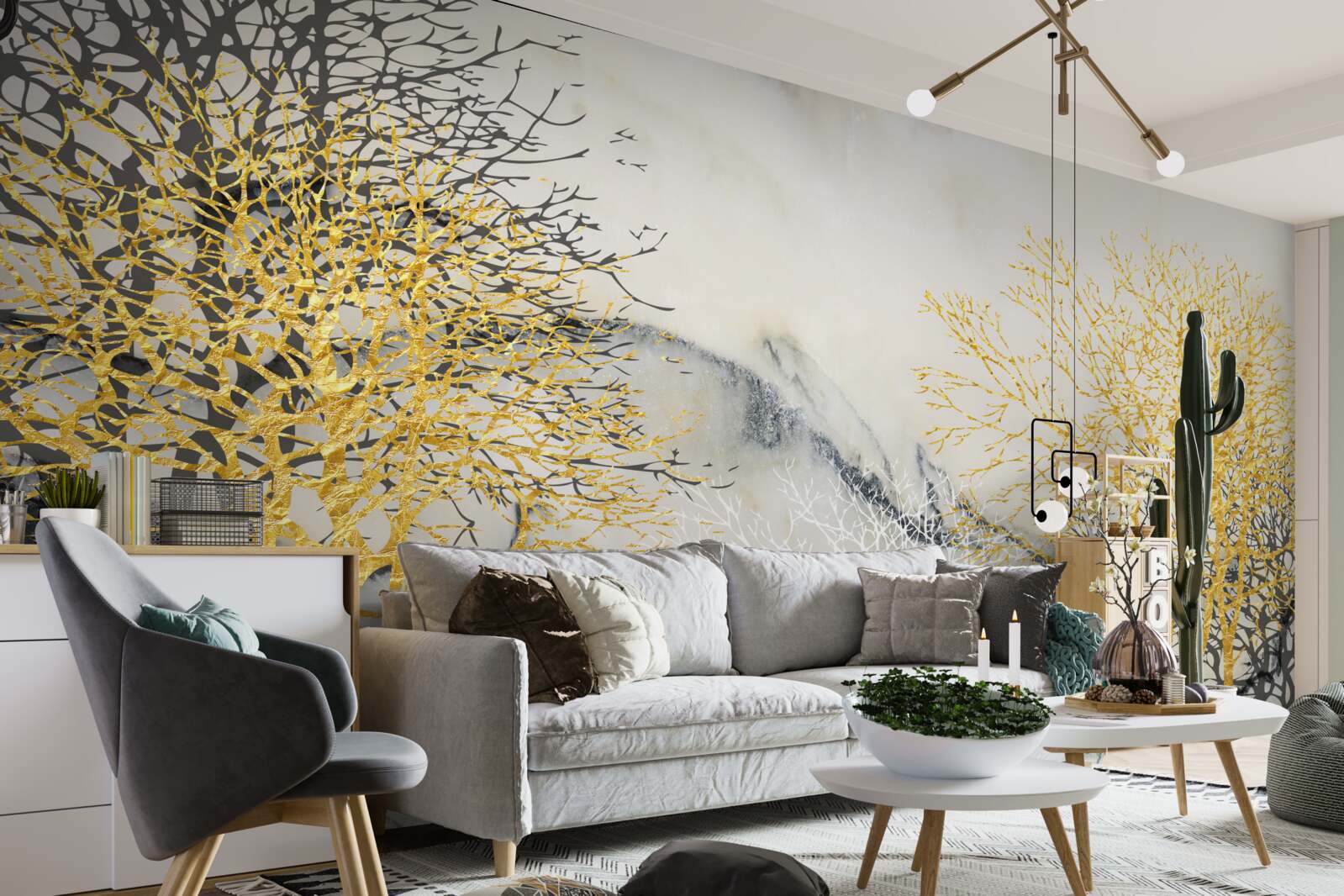 Fototapeta jesienne drzewa pokryte złotem