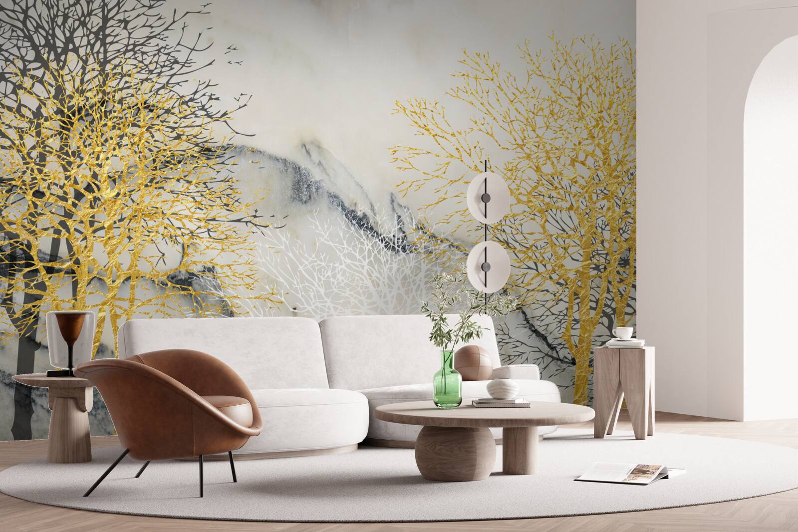 Fototapeta jesienne drzewa pokryte złotem