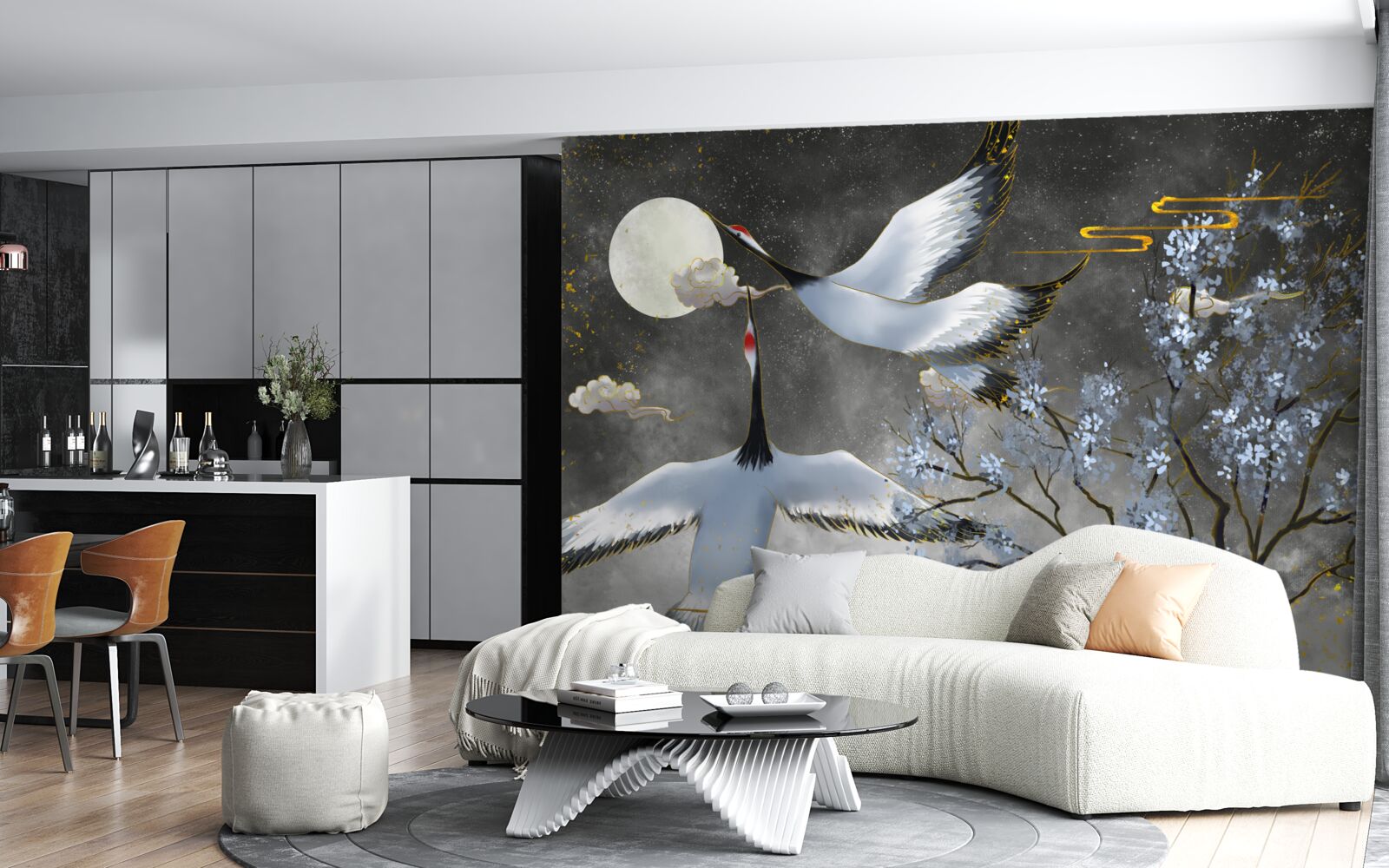 Fototapeta księżyc wita żurawie